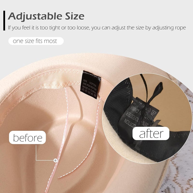 Gossifan Western Cowboy & Cowgirl Hat Felt Wide Brim Women Men Fedora Hats - Image 5